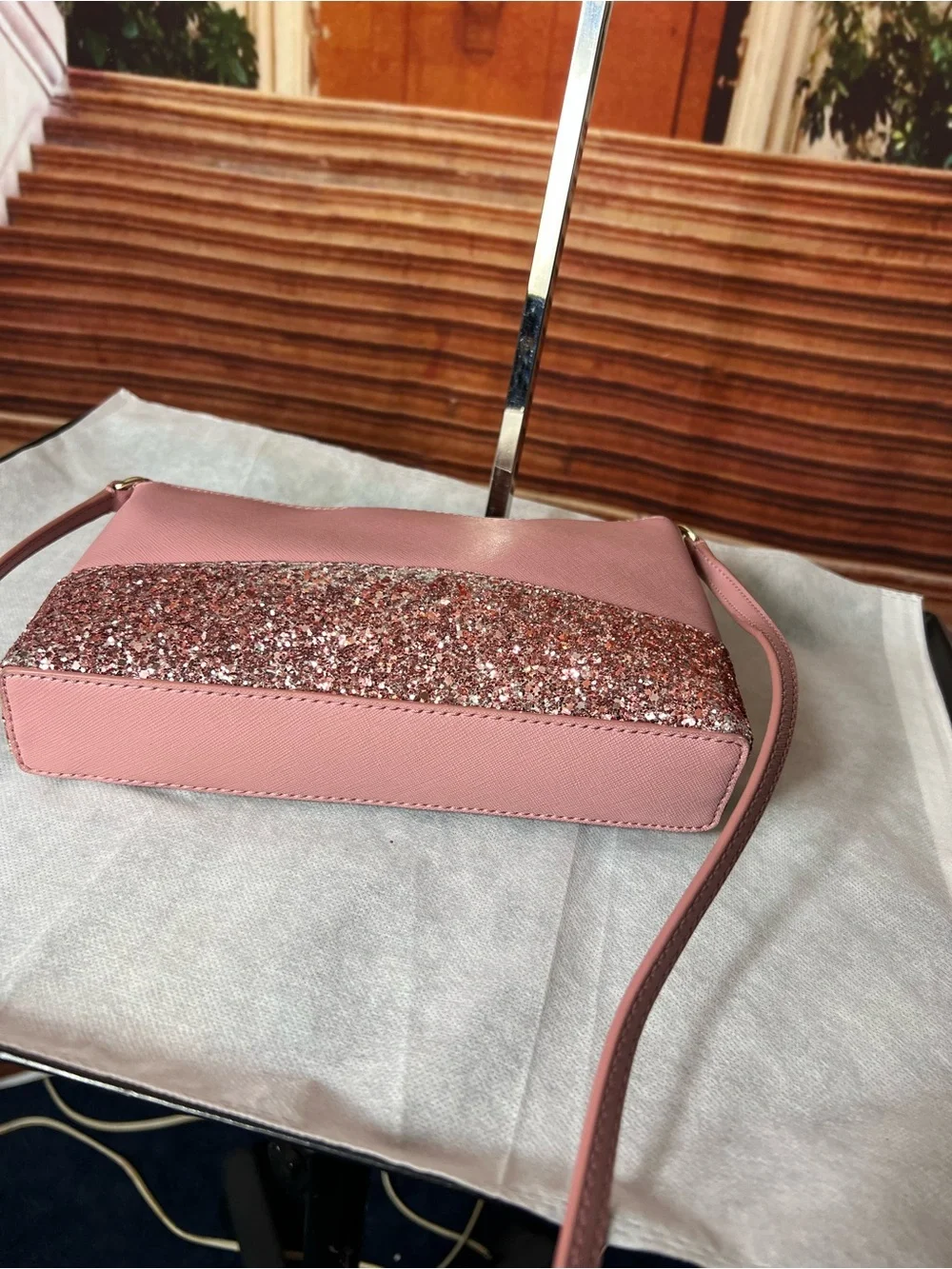 NWOT Kate Spade Leather Greta Court Glitter Ramey Crossbody Bag, Zip Closure 💖